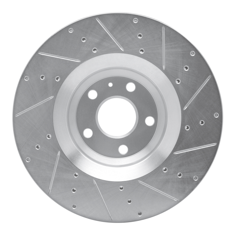 Audi TTS Quattro Brake Rotor (1) - Front Left - R1 Concepts - Drilled & Slotted - Silver - `12-`15